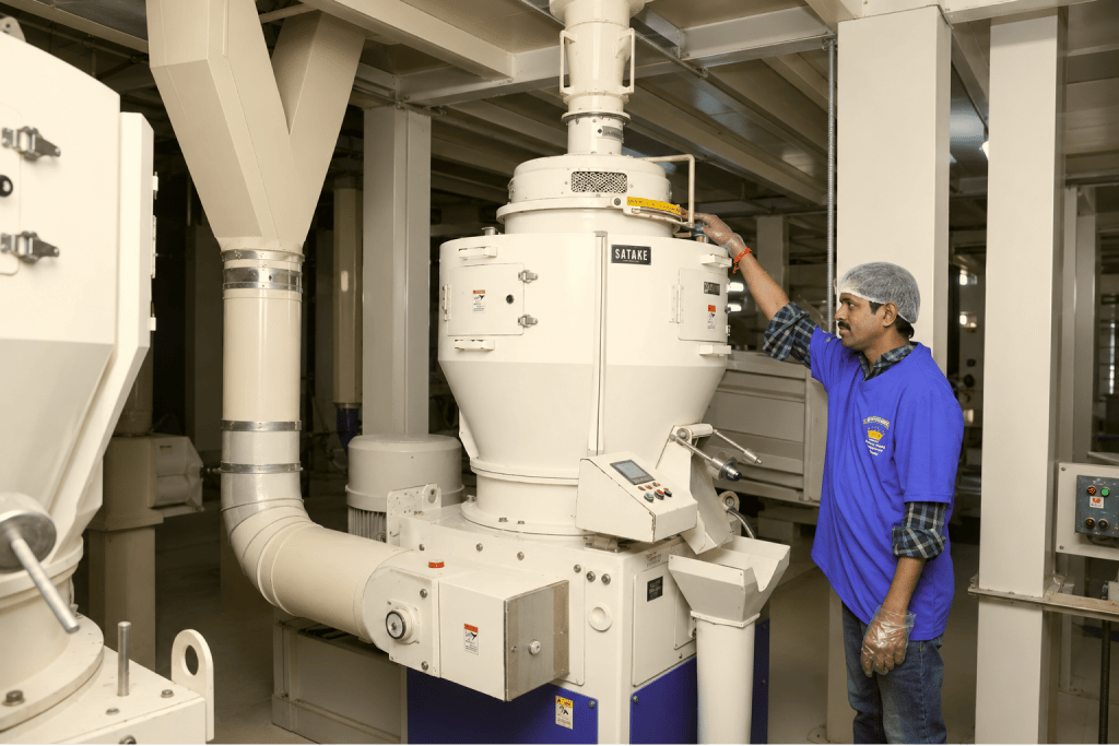 Satake rice processing machinery