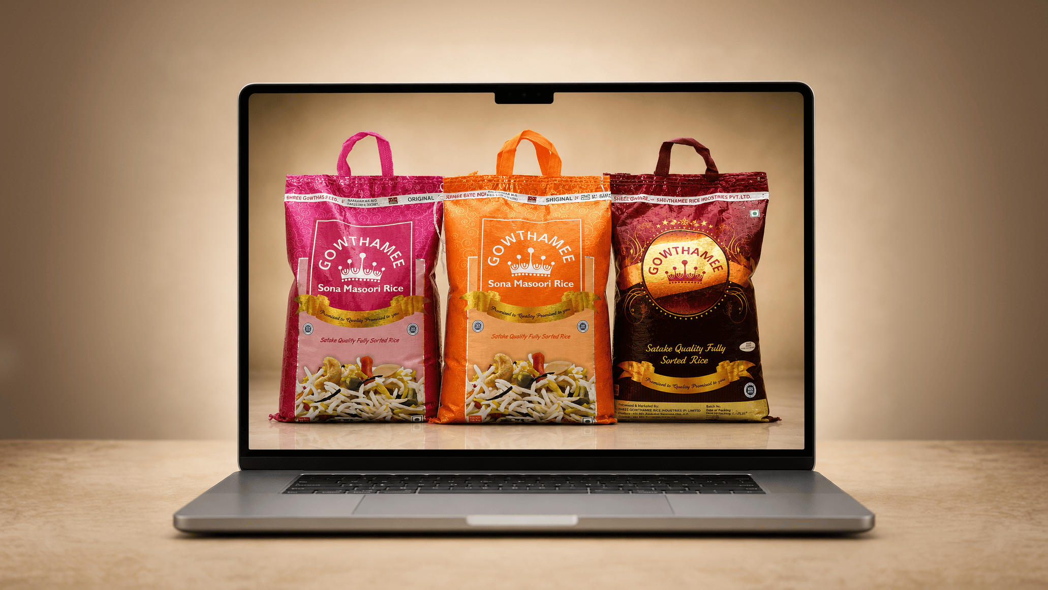 Gowthamee rice products displayed online