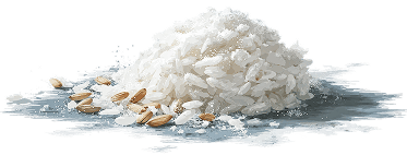 Polished rice grains