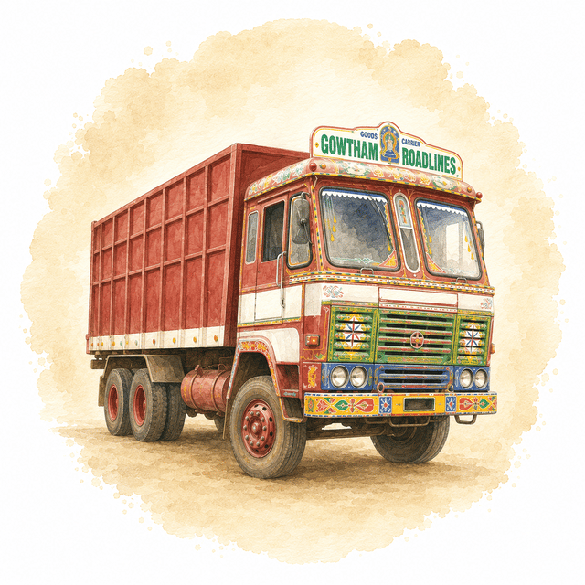 Illustration of a goods truck used for distribution